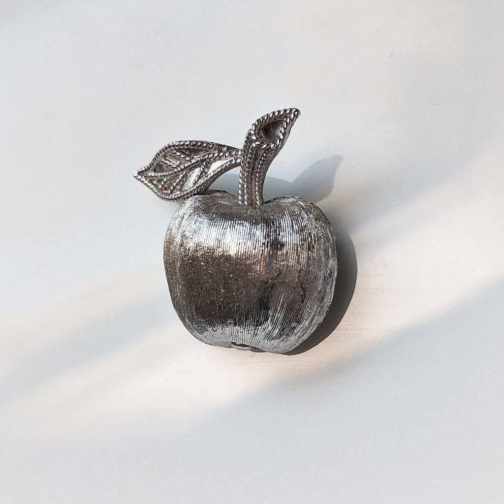 Vintage Silver Apple Brooch Pin